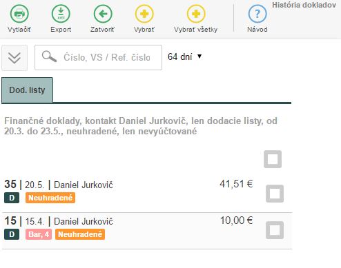 Možnosť pridanie dodacích listov na faktúru