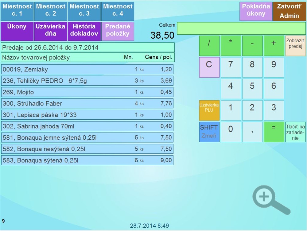 Zobrazenie predajov na POS Pokladni za konkrétne obdobie. Zobrazenie predajov na POS Pokladni za konkrétne obdobie.