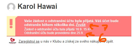 Profile deleted options message Profile deleted options message