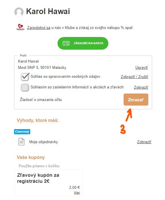 Detail profilu užívateľa Detail profilu užívateľa