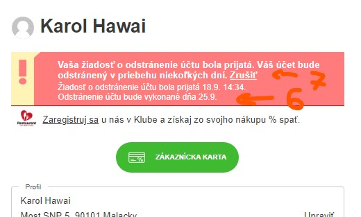 Profile deleted options message Profile deleted options message