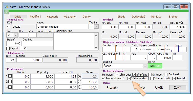 Nastaven&iacute; chov&aacute;n&iacute; skladov&eacute; karty