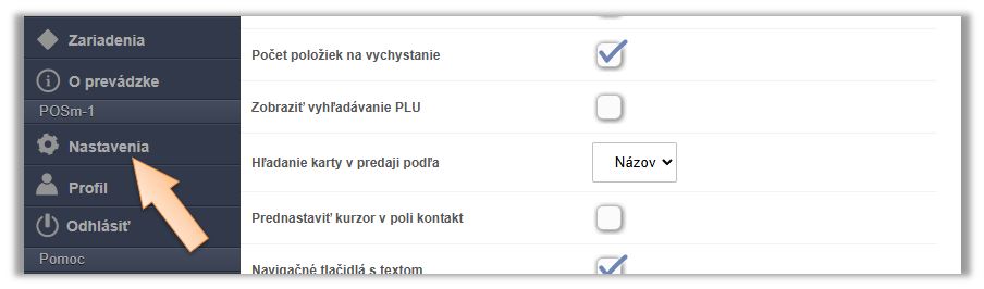 Nastavenie zariadení v menu iKelp POS Mobile