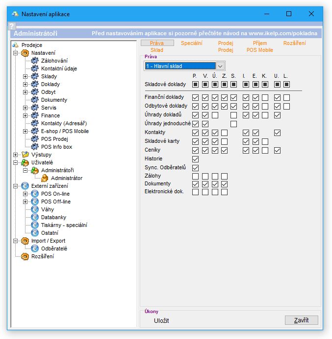 Nastaven&iacute; pr&aacute;v uživatele/ skupiny.