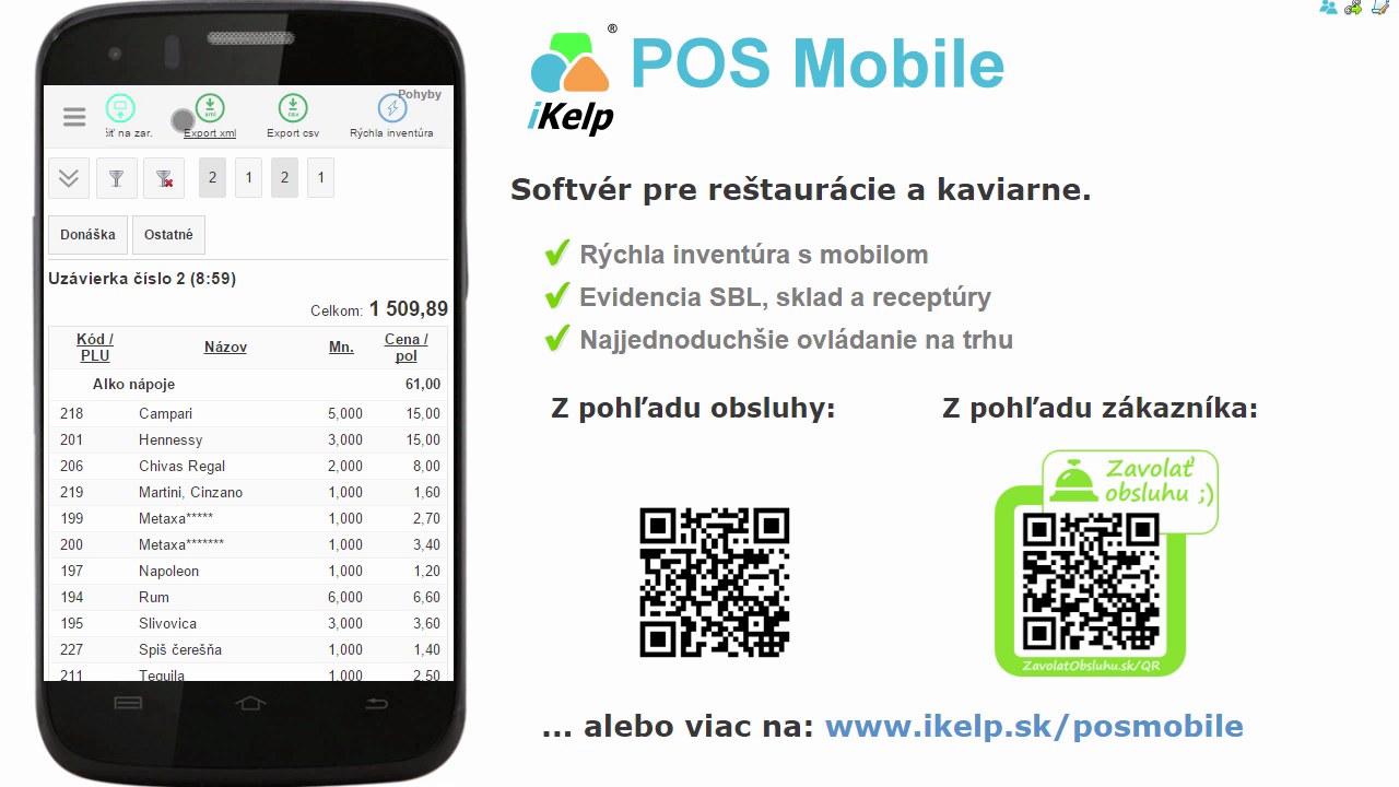 PLU pohyby &mdash; tlačidlo R&yacute;chla invent&uacute;ra v hornom paneli aplik&aacute;cie iKelp POS Mobile